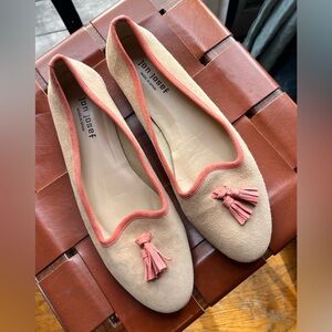 Leather suede tassel flats • made in Spain • Jon Josef size 11 • tan neutral